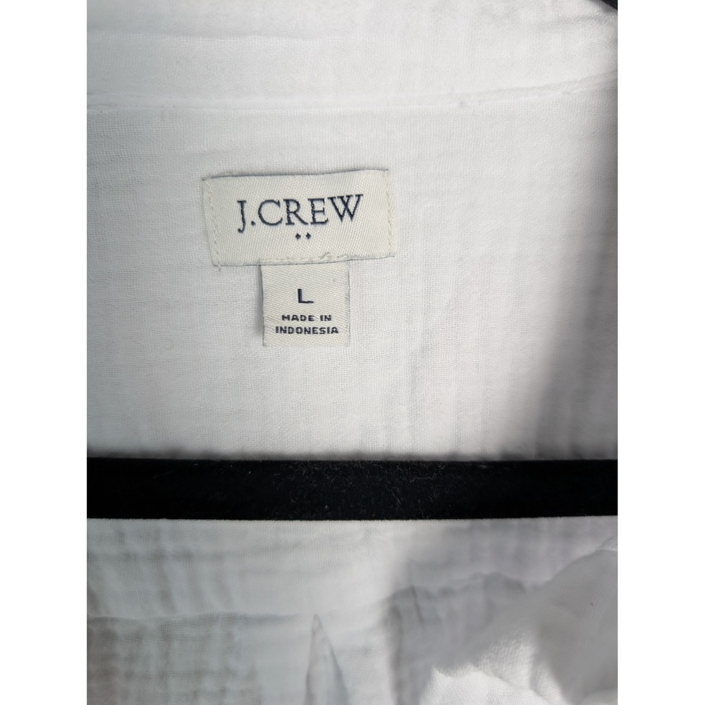 J.Crew Womens White Double Gauze Cotton Short Sleeve Button Down Shirt Large - Picture 5 of 8